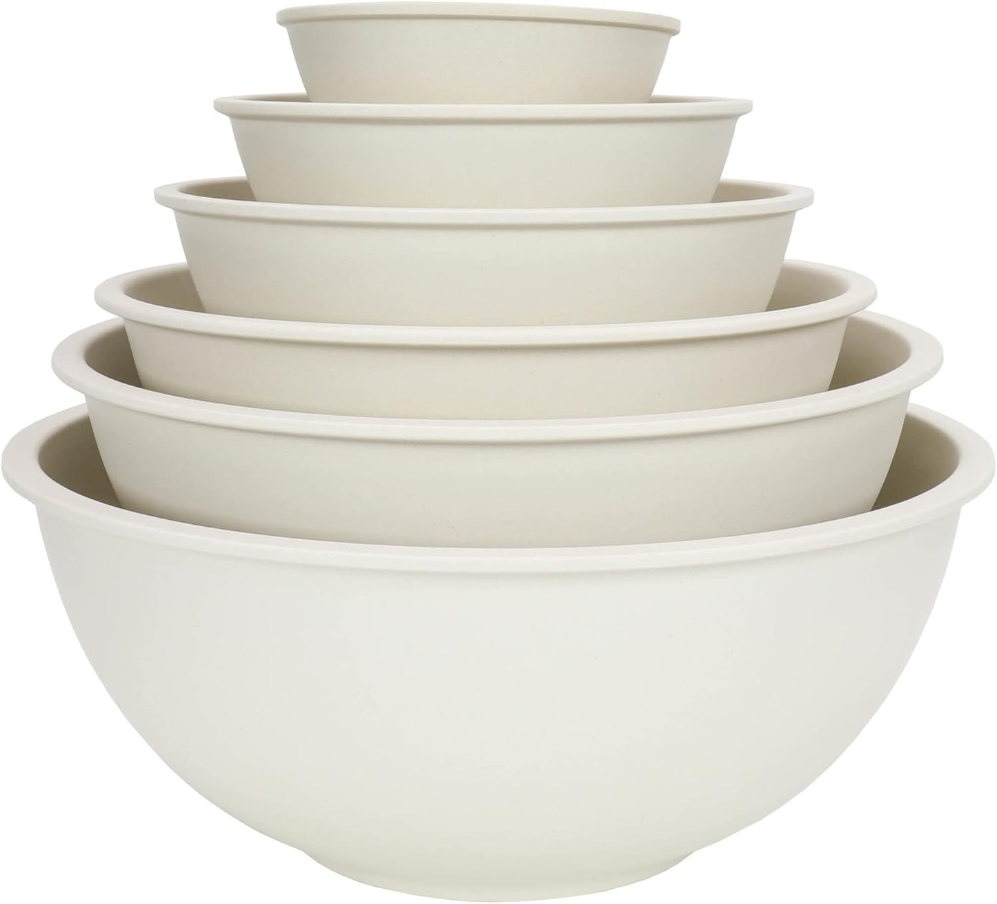 Eco Bamboo Fiber Mixing Bowl Set, 6 Piece Set, Natural