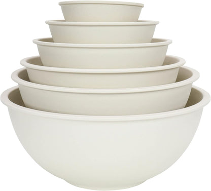 Eco Bamboo Fiber Mixing Bowl Set, 6 Piece Set, Natural