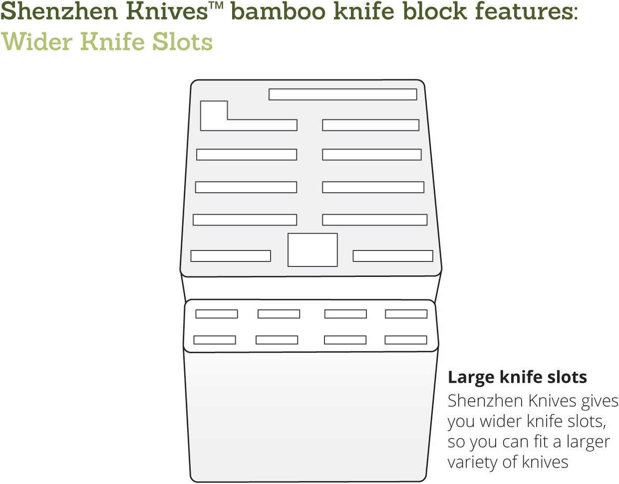 20 Slot Universal Knife Block: Large Bamboo Finish Wood Knife Block without Knives - Countertop Butcher Block Knife Holder and Organizer with Wide Slots for Easy Kitchen Knife Storage