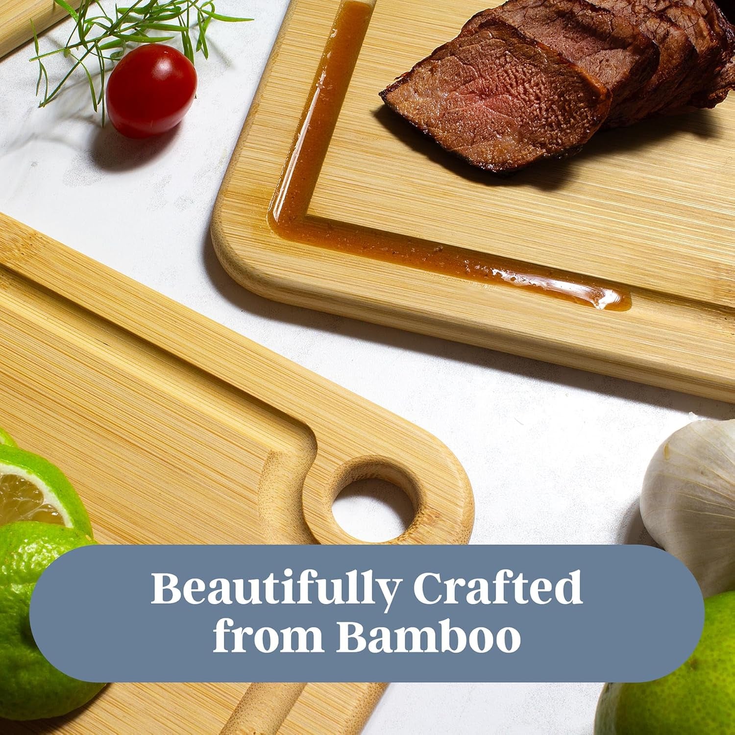 3-Piece Cutting Board Set — Kitchen Chopping Boards with Juice Grooves, Premium Bamboo Cutting Boards for Meat, Vegetables and Cheese