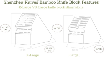 20 Slot Universal Knife Block: Large Bamboo Finish Wood Knife Block without Knives - Countertop Butcher Block Knife Holder and Organizer with Wide Slots for Easy Kitchen Knife Storage