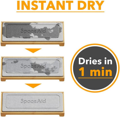 Dryingneat Instant Dry Sink Caddy Organizers, Kitchen Sponge Soap Holder Dispenser, Countertop Fast Drying Counter Tray Rack (Bamboo, Gray)