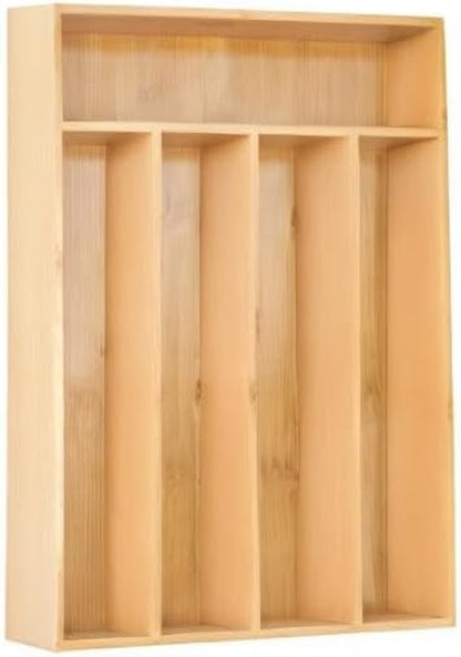 Silverware Organizer Kitchen Drawer Organizer Utensil Organizer Bamboo Silverware Holder Cutlery Organizer in Drawer Flatware Organizer Tray(5 Slots, Natural