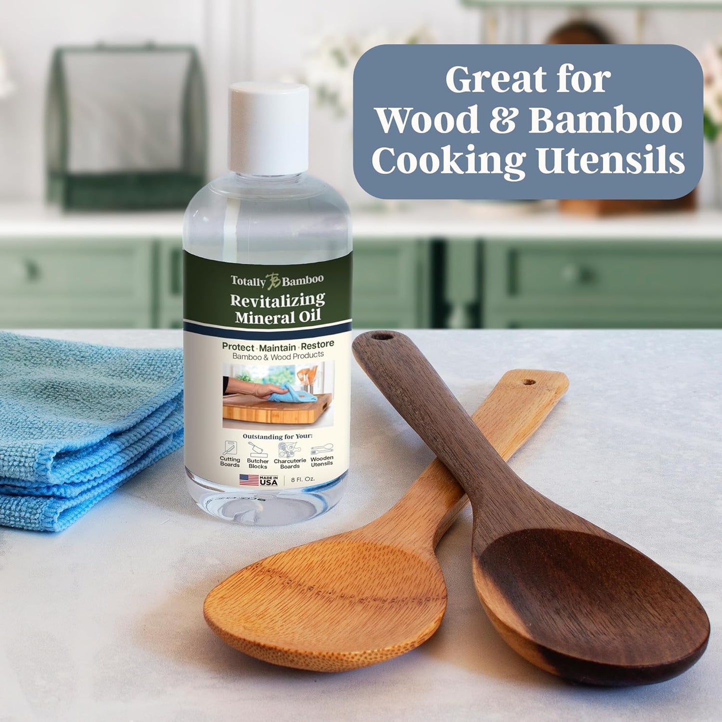 Cutting Board Oil – Food Grade Mineral Oil for Wood & Bamboo Butcher Blocks, Utensils & Countertops, Food Safe, 8 Ounces