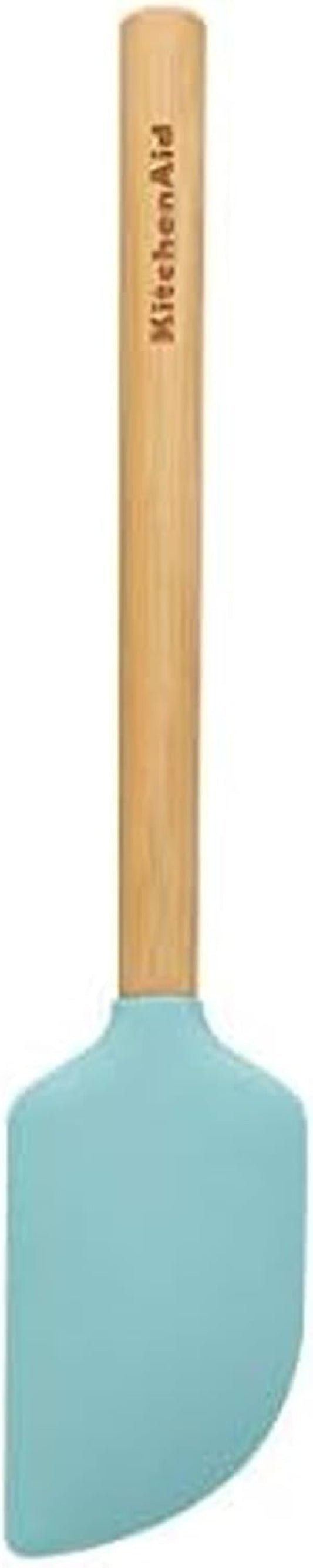 Universal Bamboo Handle Scraper Spatula, Aqua